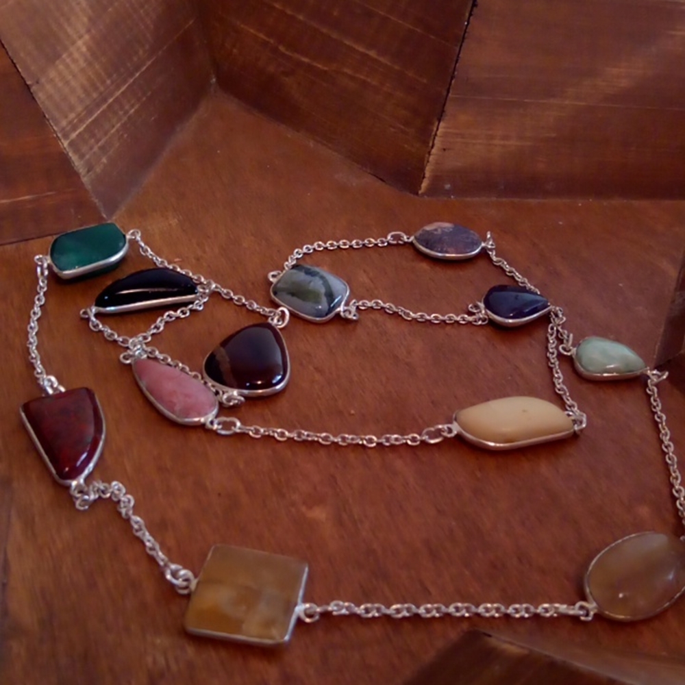 36" multi real stone necklace - Picture 12 of 16